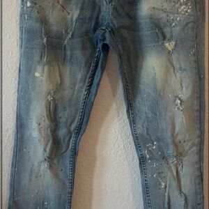 Men's Distressed Blue Jeans